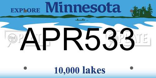 APR533 Minnesota License Plate