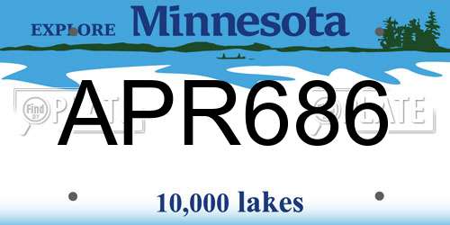 APR686 Minnesota License Plate