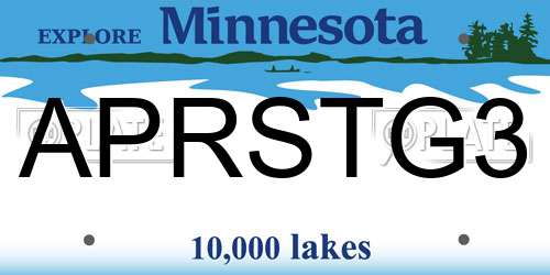 APRSTG3 Minnesota License Plate
