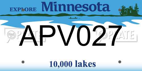 APV027 Minnesota License Plate