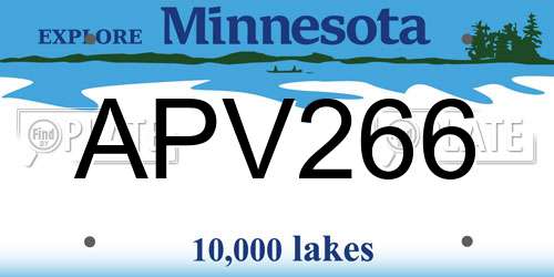 APV266 Minnesota License Plate