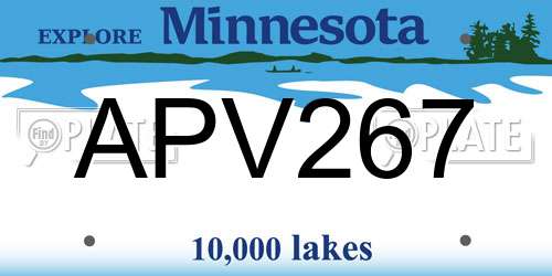 APV267 Minnesota License Plate