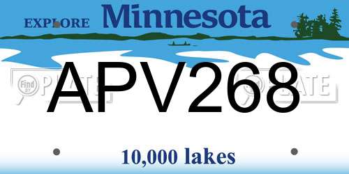 APV268 Minnesota License Plate