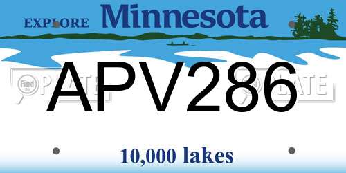 APV286 Minnesota License Plate