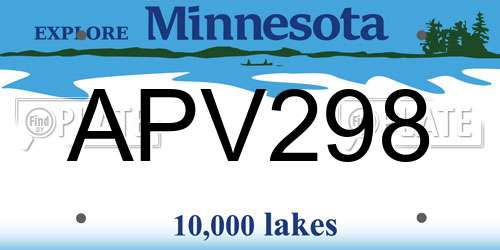 APV298 Minnesota License Plate