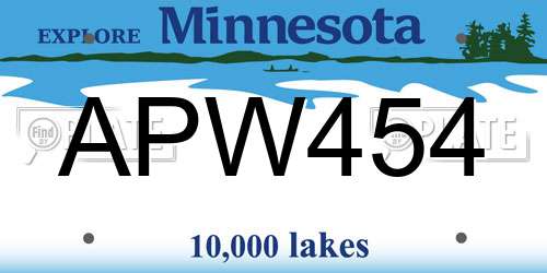 APW454 Minnesota License Plate