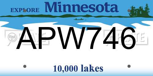 APW746 Minnesota License Plate