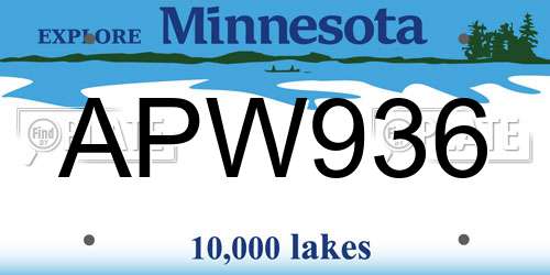 APW936 Minnesota License Plate