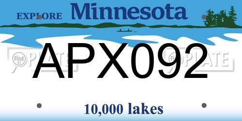 APX092 Minnesota License Plate