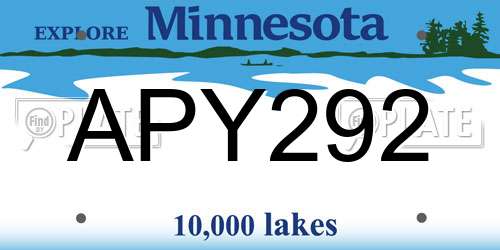 APY292 Minnesota License Plate