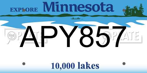 APY857 Minnesota License Plate