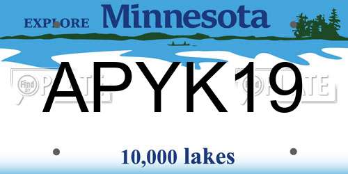 APYK19 Minnesota License Plate