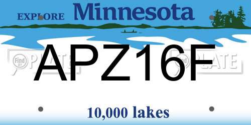 APZ16F Minnesota License Plate