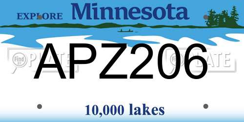 APZ206 Minnesota License Plate