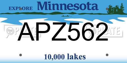 APZ562 Minnesota License Plate