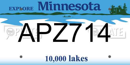 APZ714 Minnesota License Plate