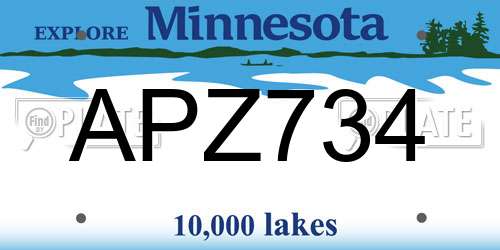 APZ734 Minnesota License Plate