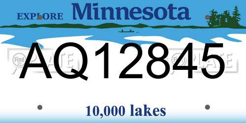 AQ12845 Minnesota License Plate