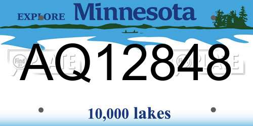 AQ12848 Minnesota License Plate