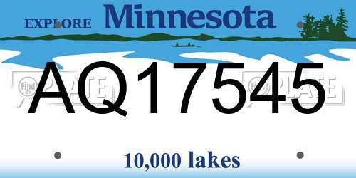 AQ17545 Minnesota License Plate