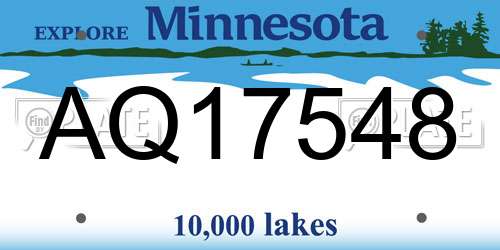 AQ17548 Minnesota License Plate