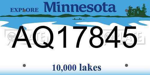 AQ17845 Minnesota License Plate