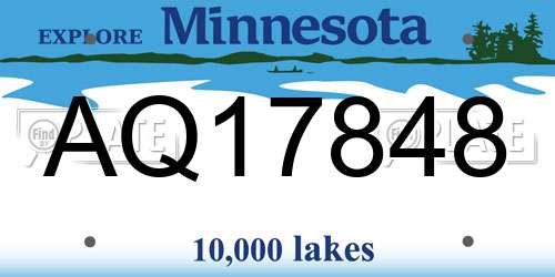AQ17848 Minnesota License Plate