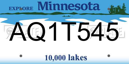 AQ1T545 Minnesota License Plate