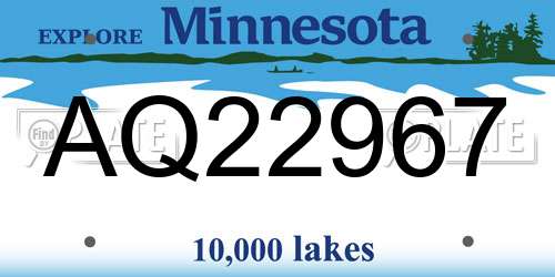 AQ22967 Minnesota License Plate