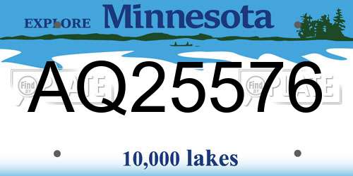 AQ25576 Minnesota License Plate