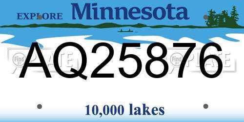 AQ25876 Minnesota License Plate