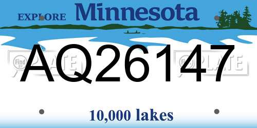 AQ26147 Minnesota License Plate