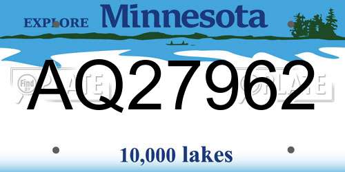 AQ27962 Minnesota License Plate