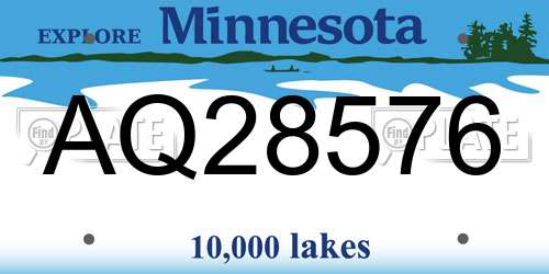 AQ28576 Minnesota License Plate