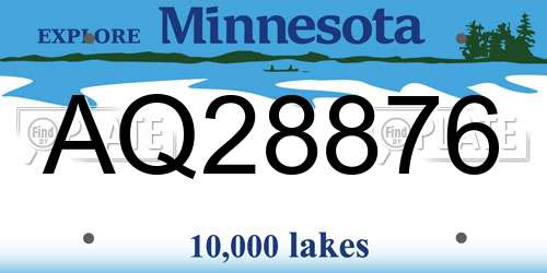 AQ28876 Minnesota License Plate