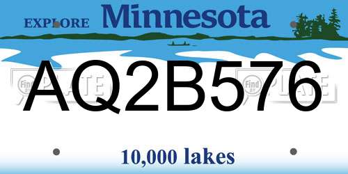 AQ2B576 Minnesota License Plate