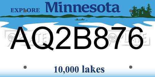AQ2B876 Minnesota License Plate