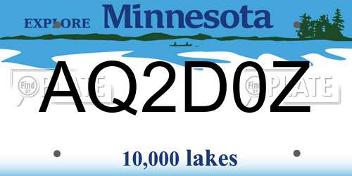 AQ2D0Z Minnesota License Plate