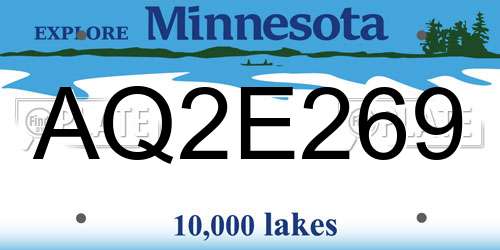 AQ2E269 Minnesota License Plate