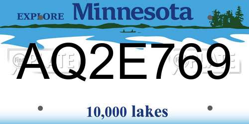 AQ2E769 Minnesota License Plate