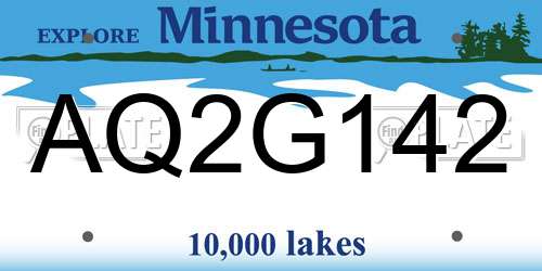 AQ2G142 Minnesota License Plate
