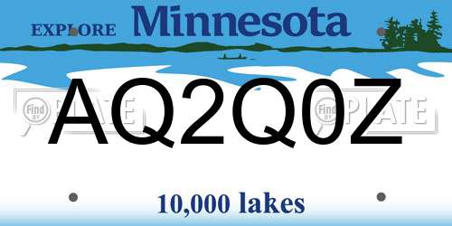 AQ2Q0Z Minnesota License Plate