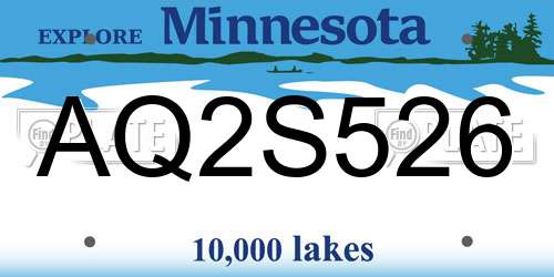 AQ2S526 Minnesota License Plate