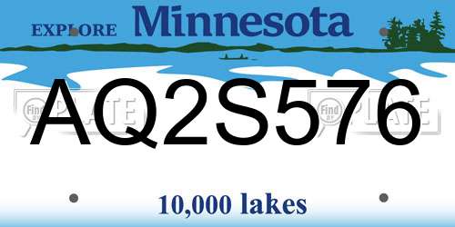 AQ2S576 Minnesota License Plate