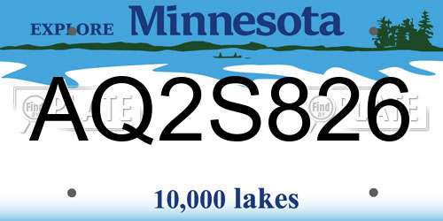 AQ2S826 Minnesota License Plate