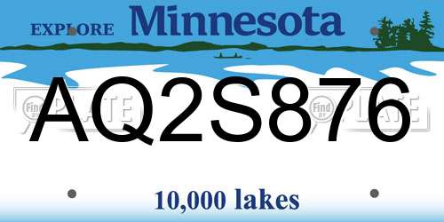 AQ2S876 Minnesota License Plate