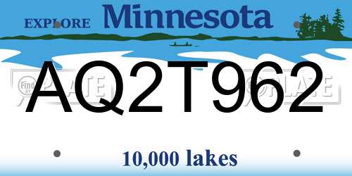 AQ2T962 Minnesota License Plate