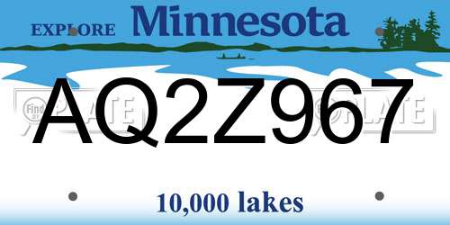 AQ2Z967 Minnesota License Plate