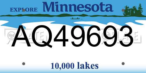 AQ49693 Minnesota License Plate