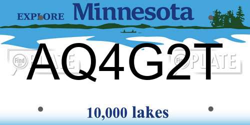 AQ4G2T Minnesota License Plate